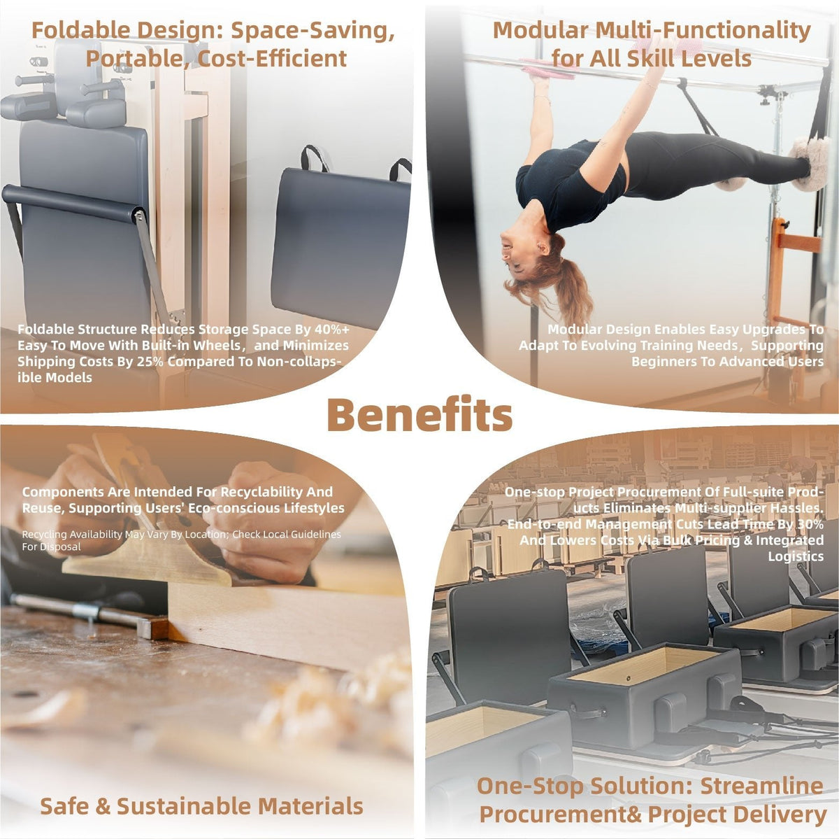 MedEq Classic Professional Solid Wood Pilates Reformer – Studio-Grade