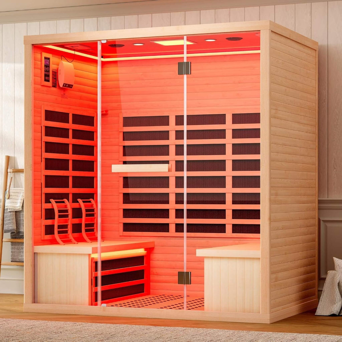 Seville 4-Person Low-EMF Canadian Hemlock Infrared Sauna with Bluetooth