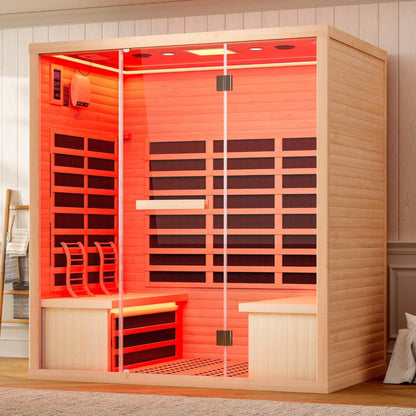 Seville 4-Person Low-EMF Canadian Hemlock Infrared Sauna with Bluetooth