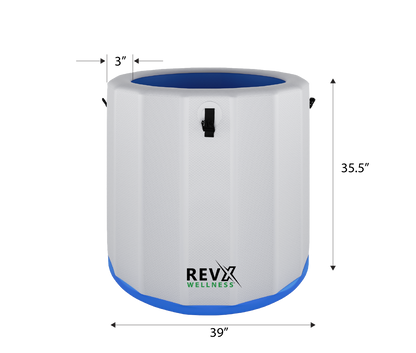 RevX Inflatable Barrel Cold Plunge with Steps – Portable Ice Bath Tub