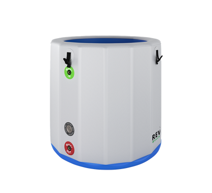 RevX Inflatable Barrel Cold Plunge with Steps – Portable Ice Bath Tub
