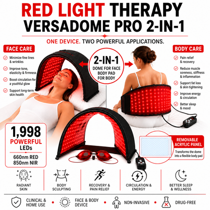 Red Light Pro Devices VersaDome Pro 2-in-1 Red & Near-Infrared Light Therapy Device – 1,998 LEDs