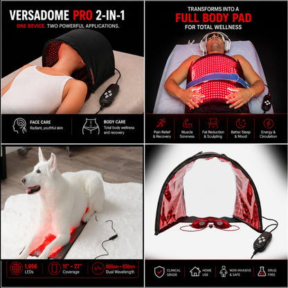 Red Light Pro Devices VersaDome Pro 2-in-1 Red & Near-Infrared Light Therapy Device – 1,998 LEDs