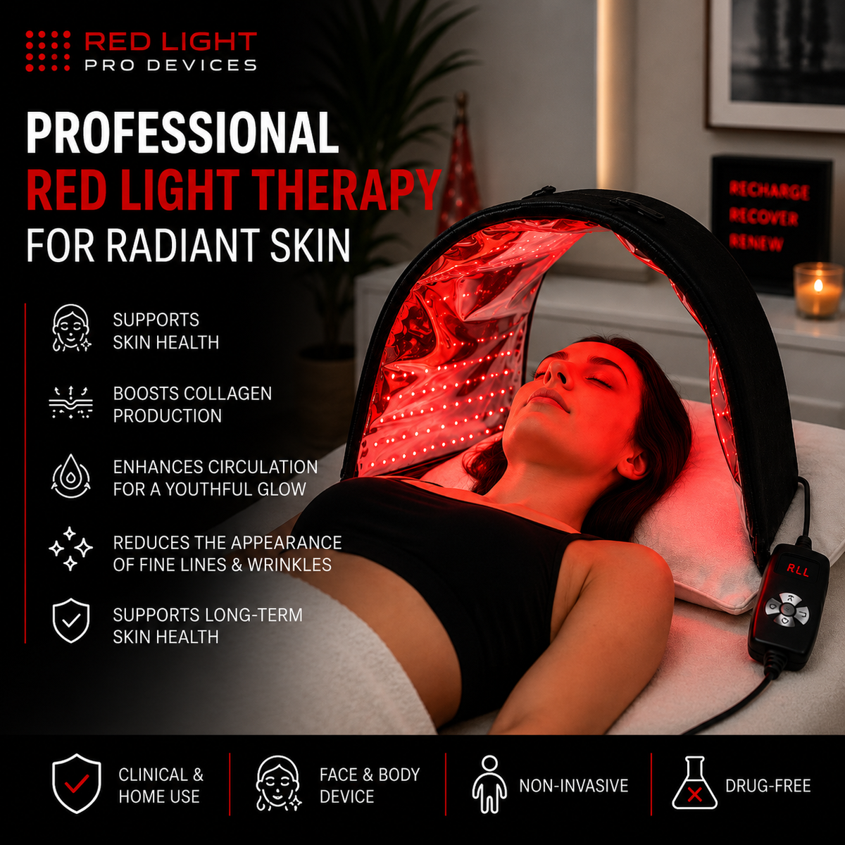 Red Light Pro Devices VersaDome Pro 2-in-1 Red & Near-Infrared Light Therapy Device – 1,998 LEDs