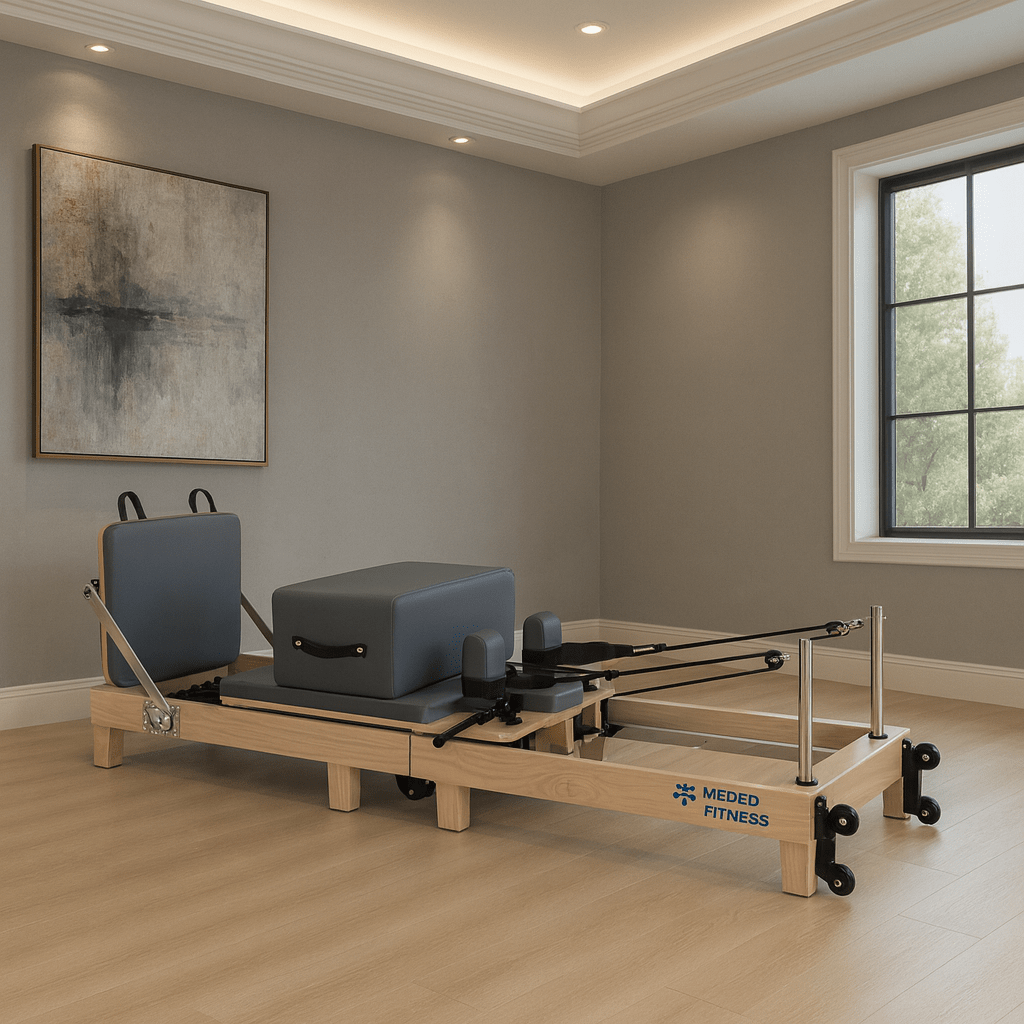 MedEq DCF-01 Folding Solid Oak Pilates Reformer – Professional Studio Reformer