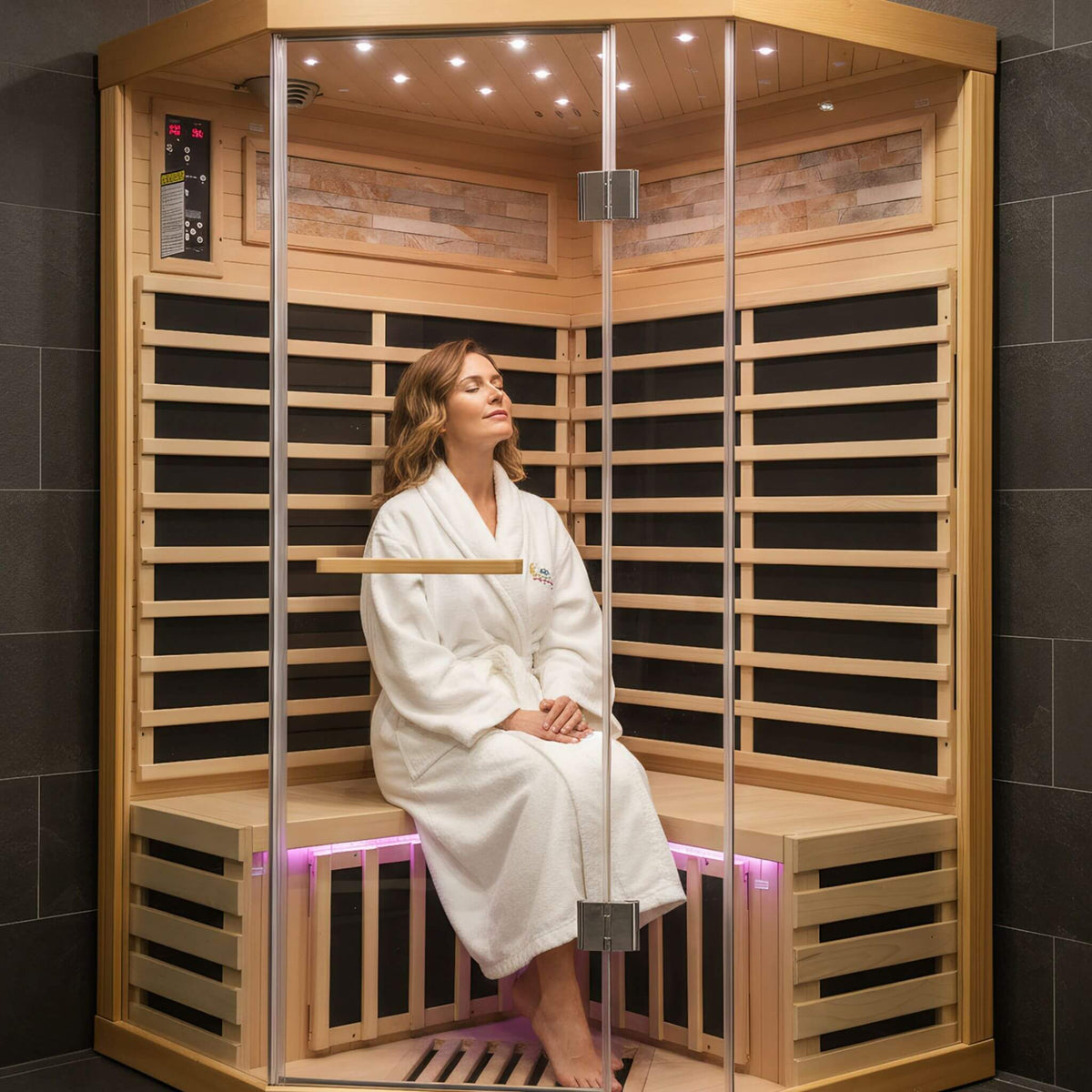 Thermora Ember 2-Person Canadian Hemlock Infrared Sauna with Glass Front