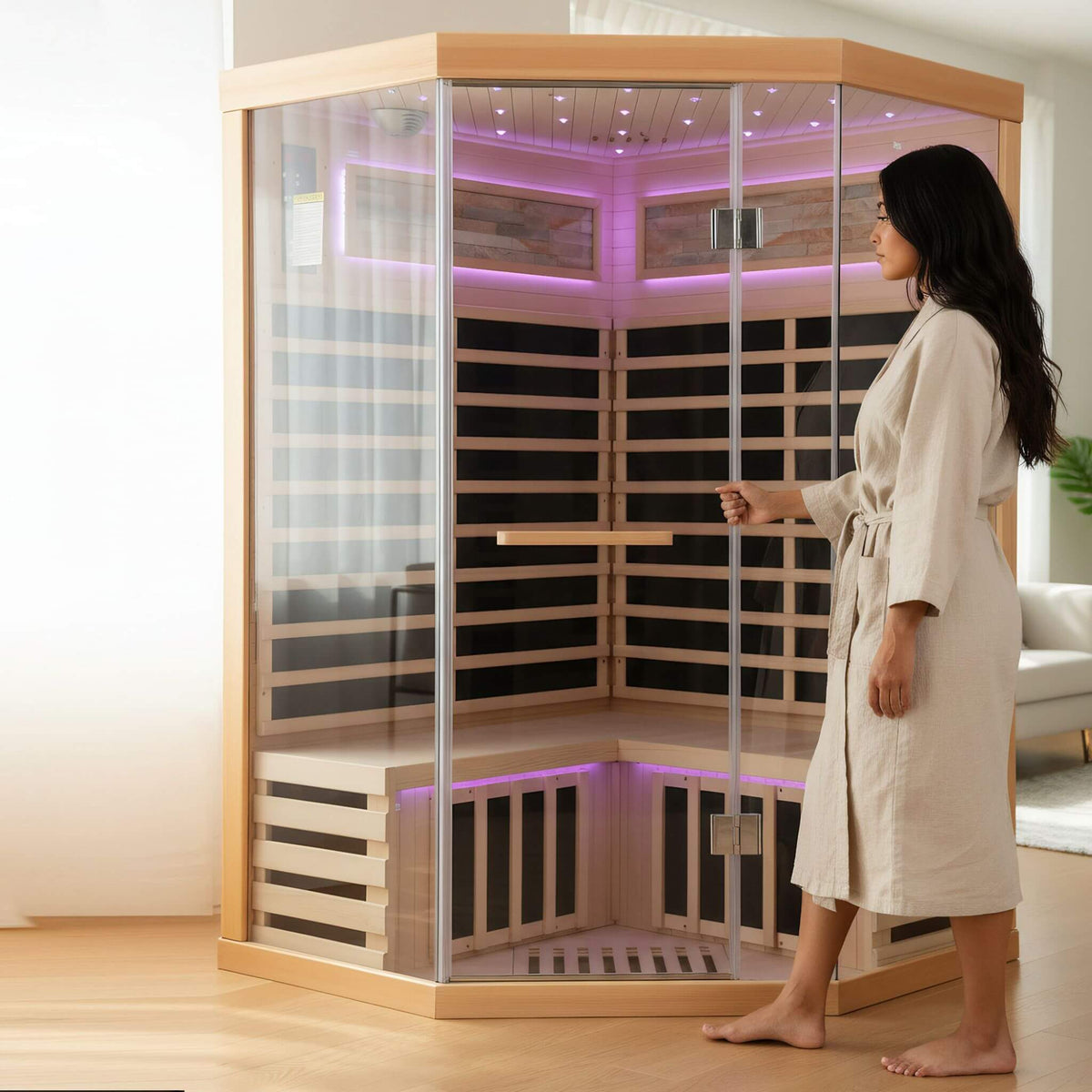Thermora Ember 2-Person Canadian Hemlock Infrared Sauna with Glass Front